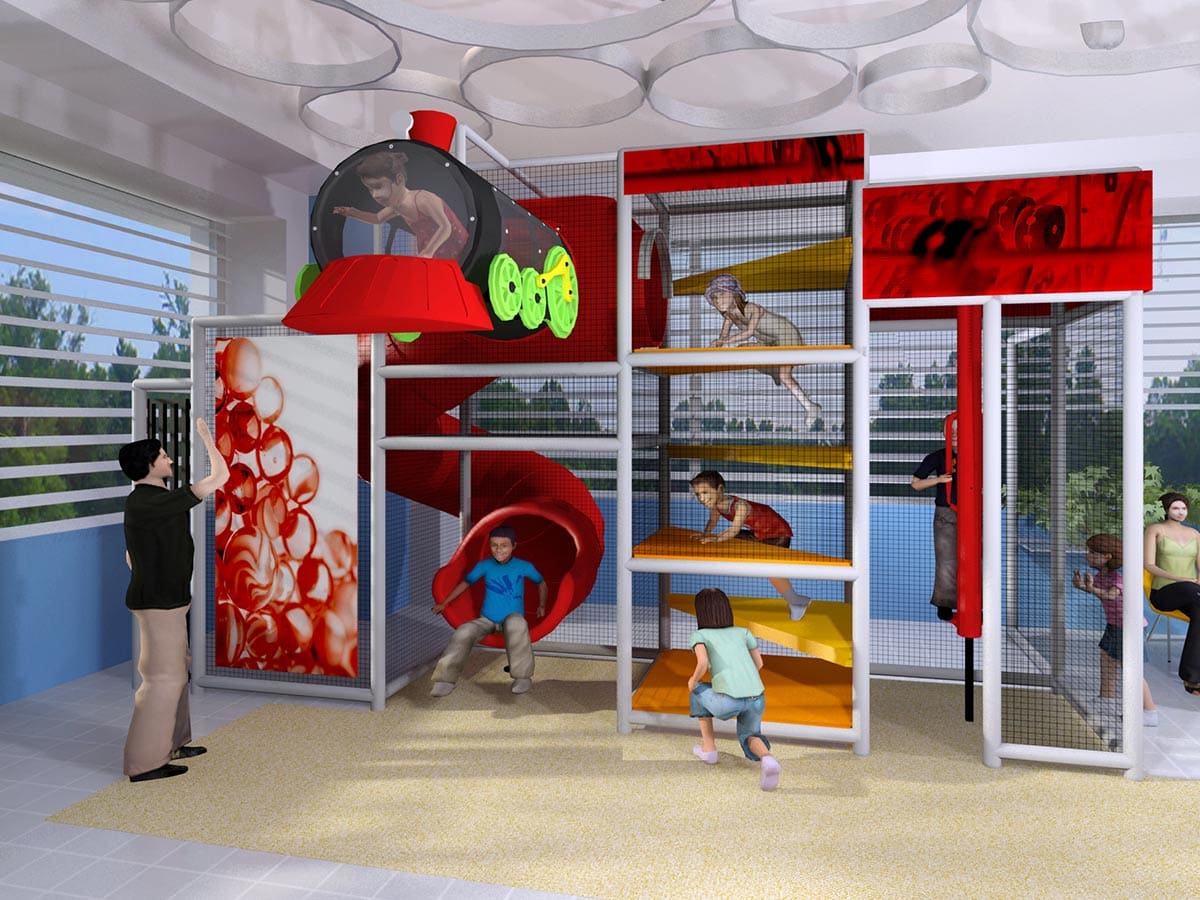 red accented medium indoor play space