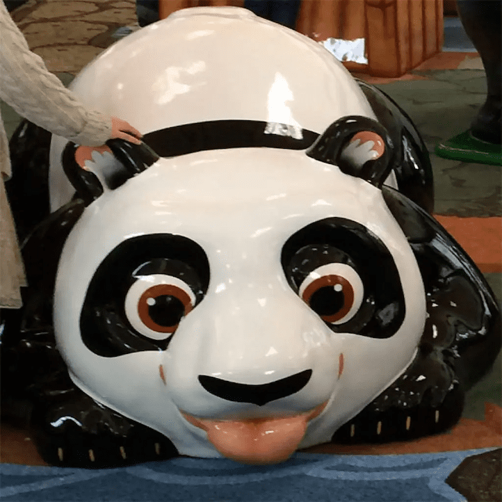 close up view of panda play sculpture